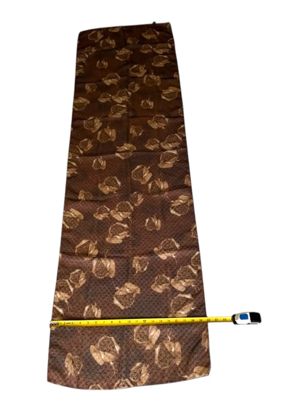 Vintage Sheer Brown Rose Scarf Long Floral Oblong Made in Korea